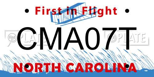 CMA07T North Carolina License Plate