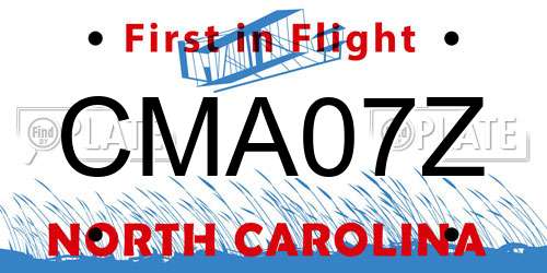 CMA07Z North Carolina License Plate
