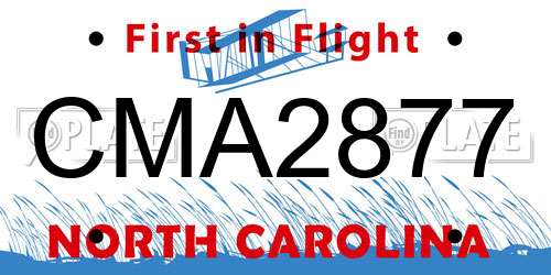 CMA2877 North Carolina License Plate