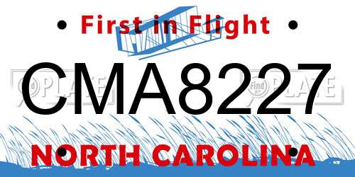 CMA8227 North Carolina License Plate