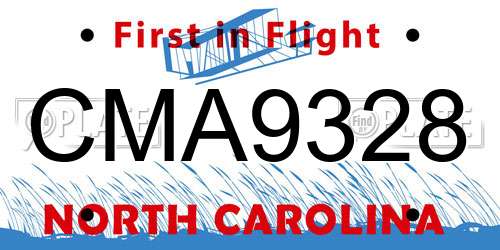 CMA9328 North Carolina License Plate