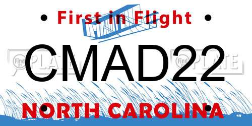 CMAD22 North Carolina License Plate