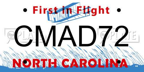 CMAD72 North Carolina License Plate