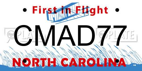 CMAD77 North Carolina License Plate