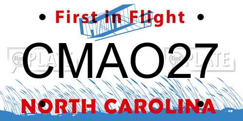 CMAO27 North Carolina License Plate