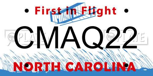 CMAQ22 North Carolina License Plate