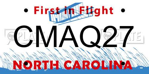 CMAQ27 North Carolina License Plate