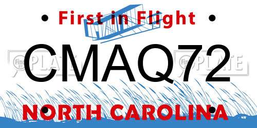 CMAQ72 North Carolina License Plate