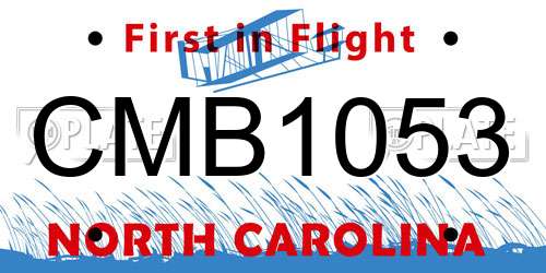 CMB1053 North Carolina License Plate