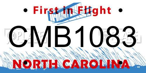 CMB1083 North Carolina License Plate