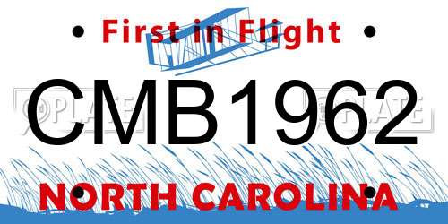 CMB1962 North Carolina License Plate