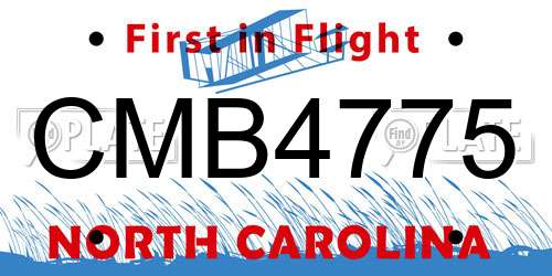 CMB4775 North Carolina License Plate