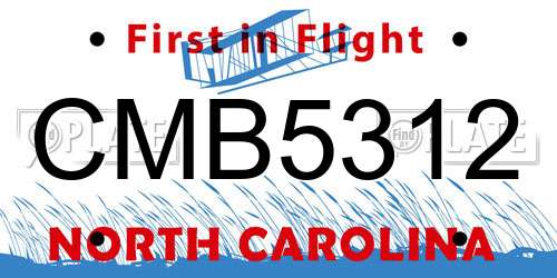 CMB5312 North Carolina License Plate