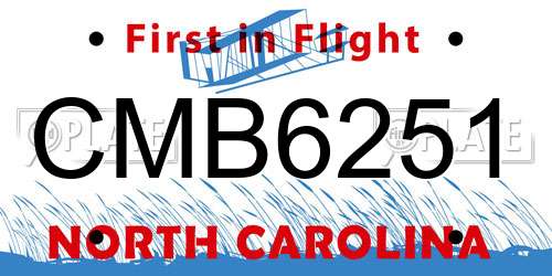 CMB6251 North Carolina License Plate