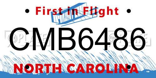 CMB6486 North Carolina License Plate