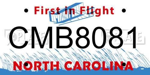 CMB8081 North Carolina License Plate