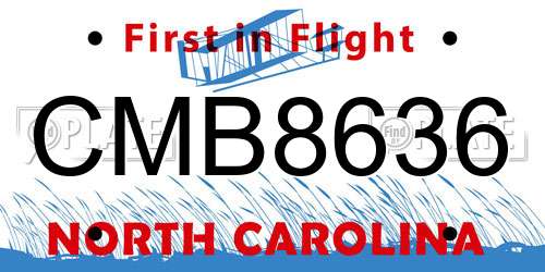 CMB8636 North Carolina License Plate