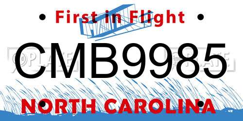 CMB9985 North Carolina License Plate