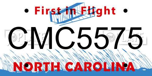 CMC5575 North Carolina License Plate