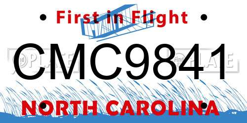 CMC9841 North Carolina License Plate