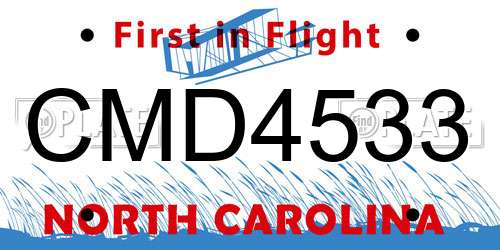 CMD4533 North Carolina License Plate