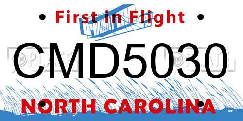 CMD5030 North Carolina License Plate