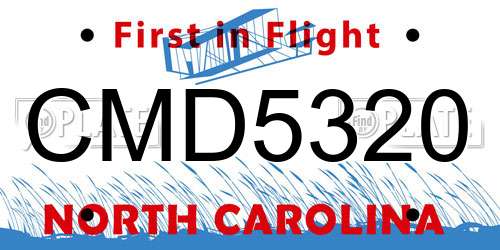 CMD5320 North Carolina License Plate