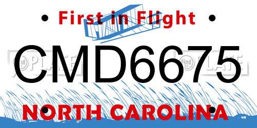CMD6675 North Carolina License Plate
