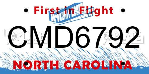 CMD6792 North Carolina License Plate