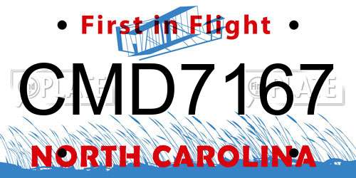 CMD7167 North Carolina License Plate