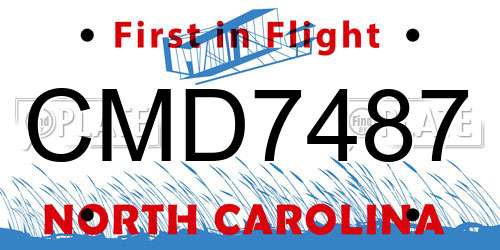CMD7487 North Carolina License Plate