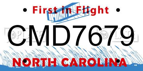 CMD7679 North Carolina License Plate