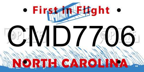 CMD7706 North Carolina License Plate