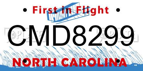 CMD8299 North Carolina License Plate