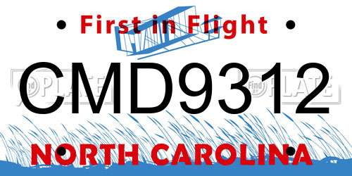 CMD9312 North Carolina License Plate