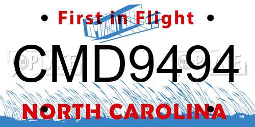 CMD9494 North Carolina License Plate
