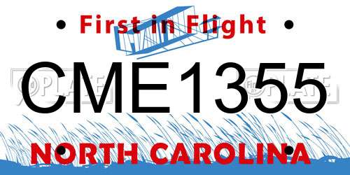 CME1355 North Carolina License Plate