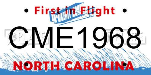CME1968 North Carolina License Plate
