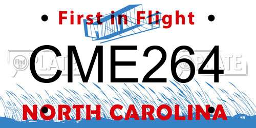 CME264 North Carolina License Plate