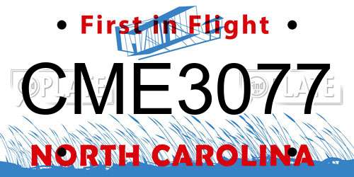 CME3077 North Carolina License Plate
