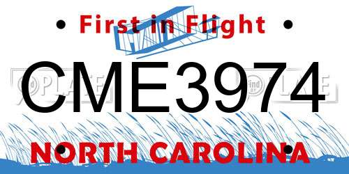 CME3974 North Carolina License Plate