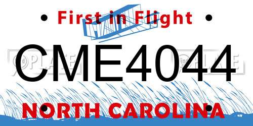 CME4044 North Carolina License Plate