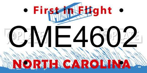CME4602 North Carolina License Plate