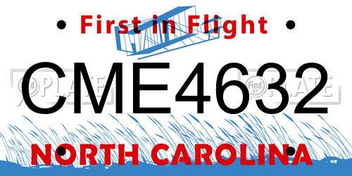 CME4632 North Carolina License Plate