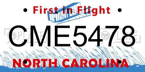 CME5478 North Carolina License Plate