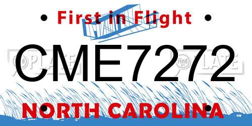 CME7272 North Carolina License Plate