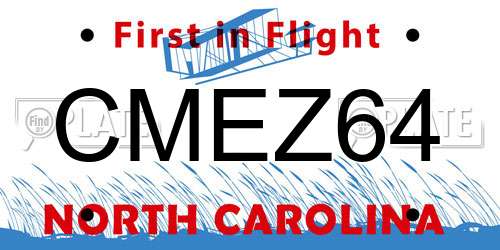 CMEZ64 North Carolina License Plate