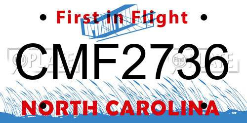 CMF2736 North Carolina License Plate