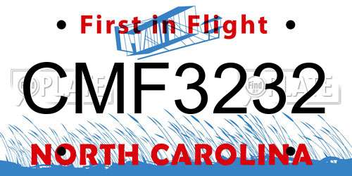 CMF3232 North Carolina License Plate