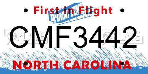 CMF3442 North Carolina License Plate